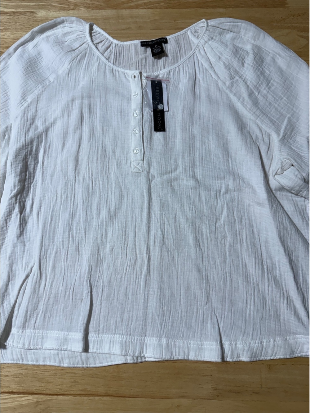Preswick & Moore Women’s 2X White Cotton Gauze Blouse NWT
